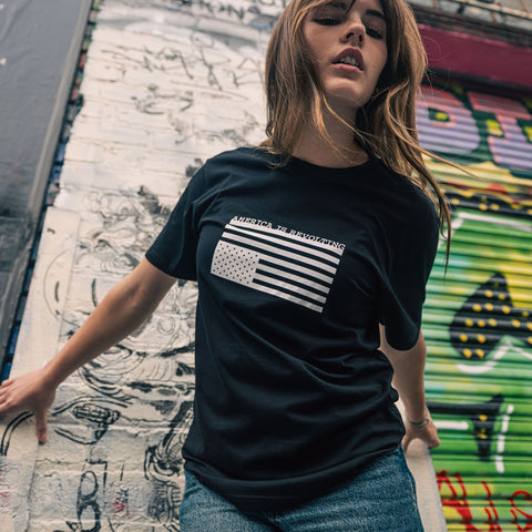 FLIPPED T-shirt - white on black