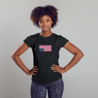 Black t-shirt with an upside down American flag and 'America is Revolting' graphic above the flag.