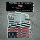 Sticker pack with 'America is Revolting' design on a textured surface